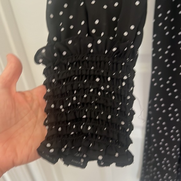 Max Studio Knee high polka dot dress 👗 long sleeve V neck line size XL - Picture 5 of 5